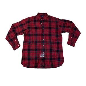 Ralph Lauren Vintage McMeel Red Tartan Plaid Long Sleeve Button Down Shirt Sz M